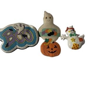 Halloween Boo Ghost Pumpkin Scarecrow Magnets Set 3